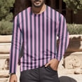 thumbnail image 2 of Rggeeun Men'S Tee Fashion Vertical Stripes Print Cotton Knit Crew Neck Long Sleeve Slim Fit For Holiday Workout Casual Tops,Pink,Xxxl, 2 of 4