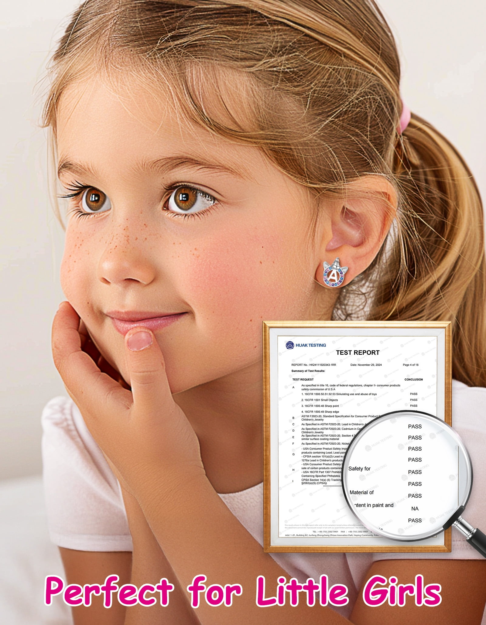 Just Being Cute Unicorn Earrings for Girls Women, Real 925 Sterling Silver Initial A Stud Earrings Birthday Graduation Mothers Day Jewelry Gifts Teen Her Mom Adults Kids Age