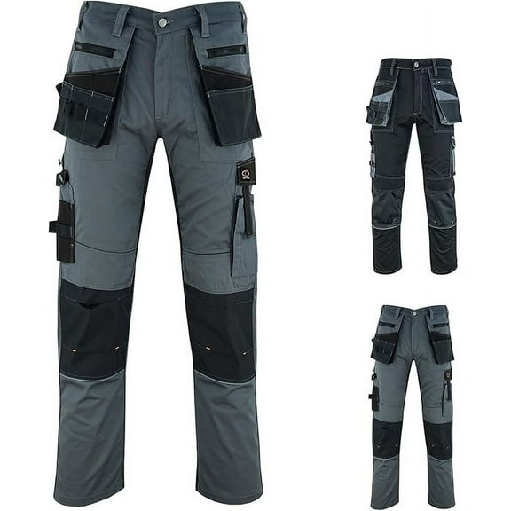 Riggermen Mens Cargo Pants with Holster Pockets Relaxed Fit Grey, 30Wx30L