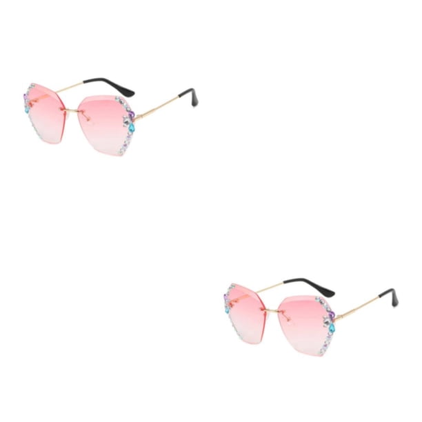 Gafas de sol Minnieouse con montura de diamantes de imitación para mujer Rosa 2piezas