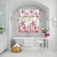 thumbnail image 6 of Kitchen Window Curtains Valance and Tier Set, Red Starfish Coral Fish Rod Pocket Tier Curtains and Valance 3 Piece Set, Abstract Ocean Life Light Filtering Window Treatment for Bedroom Living Room, 6 of 9