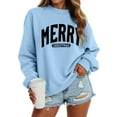 thumbnail image 5 of TTUHYWXI Merry Sweatshirts for Women Oversized Crewneck Christmas Pullover Long Sleeve Xmas Holiday Outfits (Sky Blue, 3XL), 5 of 6