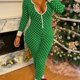 thumbnail image 1 of Ropa de dormir de estilo navideño de una pieza, mono de manga larga con botones estampados de lunares, lencería y ropa de dormir para mujer, 1 of 4