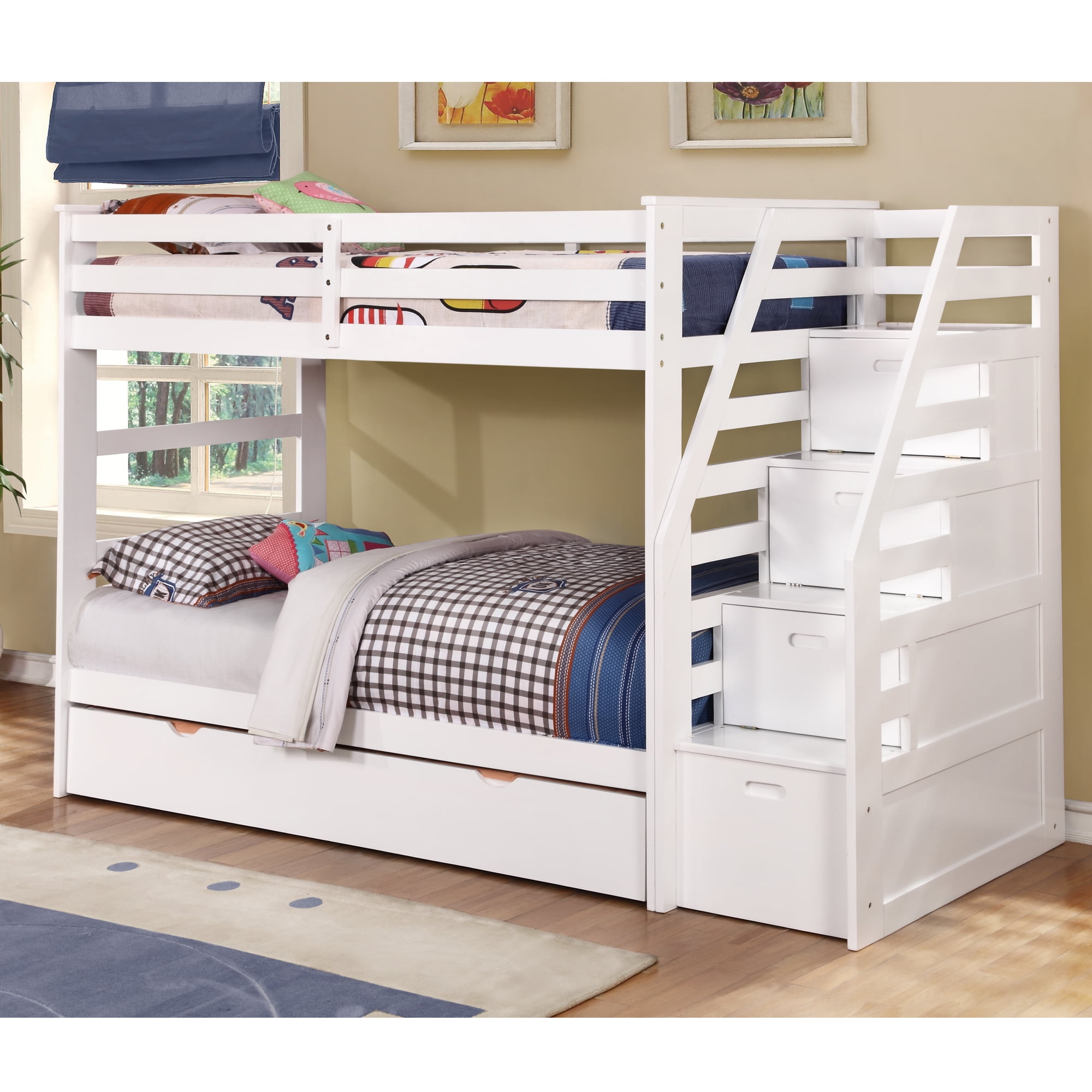 Raven Twin Over Storage Step Bunk Bed With Trundle White Raven Twin Over Storage Step Bunk Bed With Trundle White Com