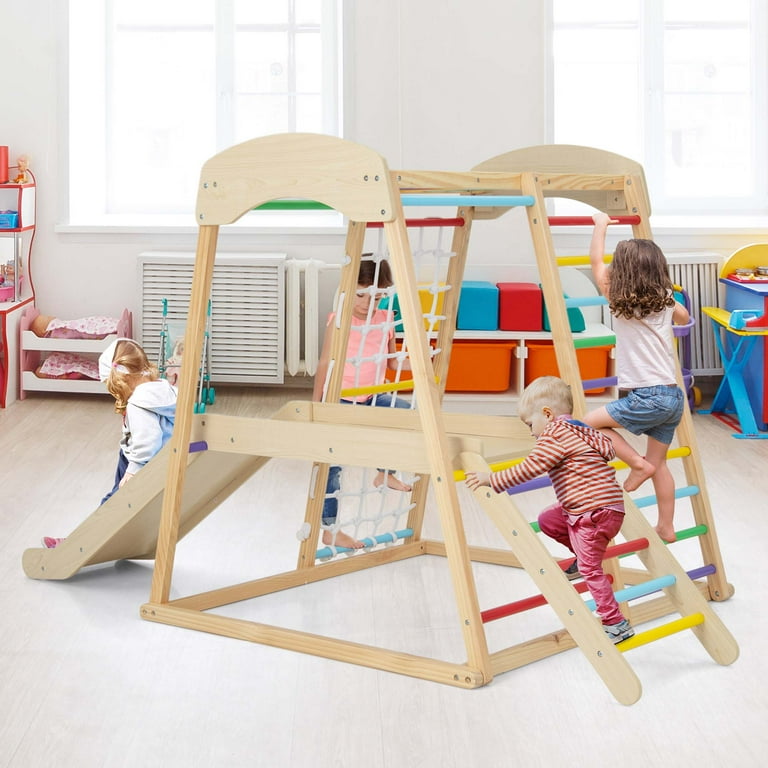 Costway Toddler Toys 6-in-1 Indoor Jungle Gym Wooden
