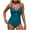 Blue, variant on Women's Summer Beach Bathing Suit Casual Pleated Modest Removable One Piece Bikini Vacation Seaside Deep V Neck Padded Bra Swimsuits