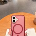 thumbnail image 2 of Allytechgroup Magnetic Translucent Back Case Cover for Apple iPhone 16, Rugged Bumper Heavy Duty Shockproof Anti-Scratch Protective Stylish Phone Case for Women Men, Winered, 2 of 9