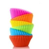 BiaoGan Silicone Cupcake Baking Cups, Multi Color Reusable Muffin Cup Liners, Rainbow Cupcake Wrappers, 24-Pack, 6 Vibrant Colors