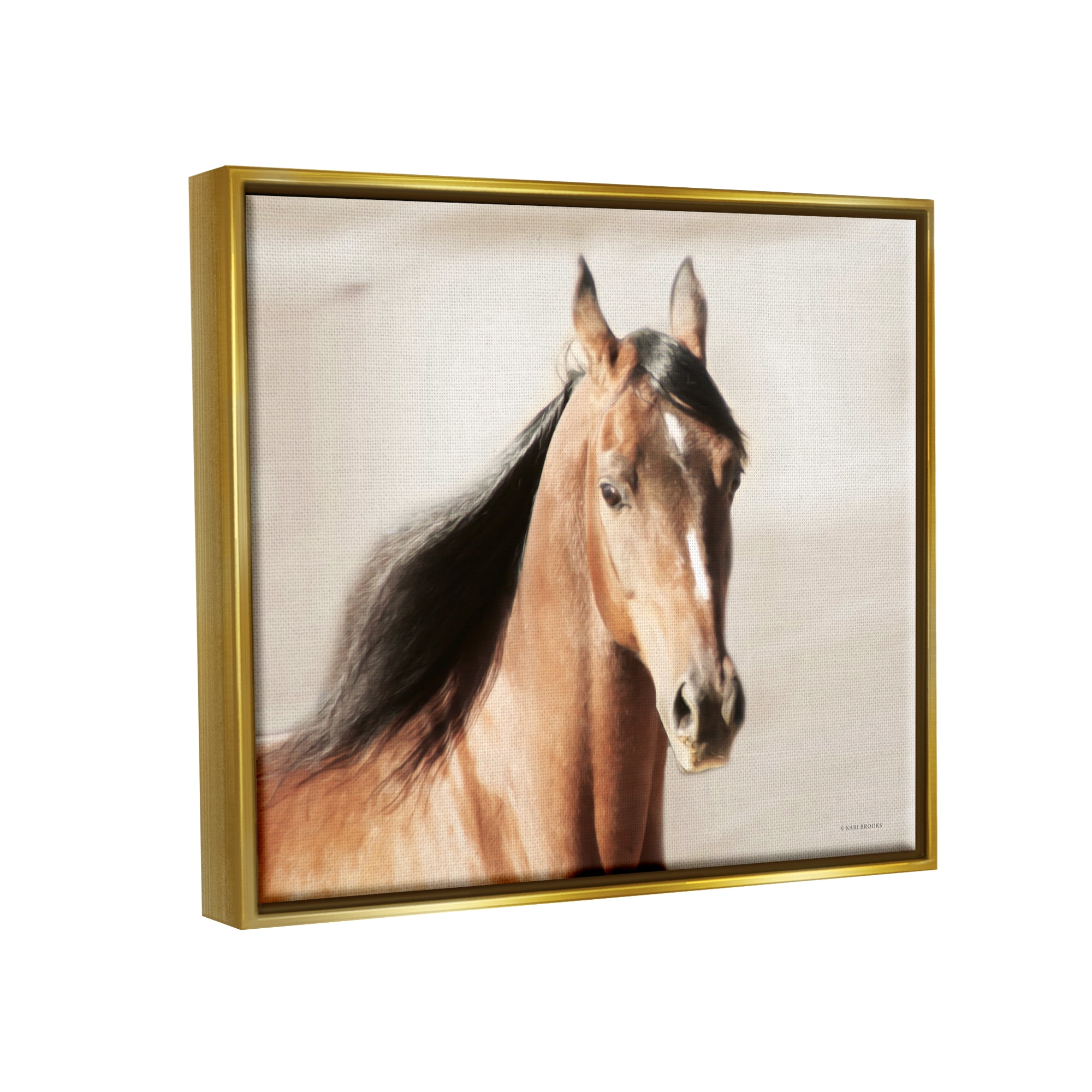 Stupell Industries Brown Stallion Portrait Animals & Insects Photography Gold Floater Framed Art Print Wall Art, 31 x 25
