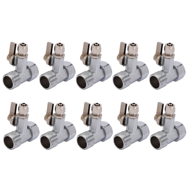 10X Adaptador de Agua de Alimentación de 1/2 Pulgada Una 1/4 de Pulgada Válvula de Bola Grifo Alimentación de Grifo Osmosis Inversa Plata