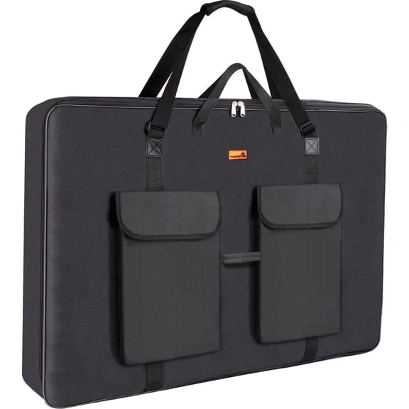 TreochtFUN Art Portfolio Bag 36 x 48, Waterproof Artist Carrying Bag Soft Side Sturdy with Strap, Heavy Duty Storage for Artwork Drawing Canvas Poster(Black)