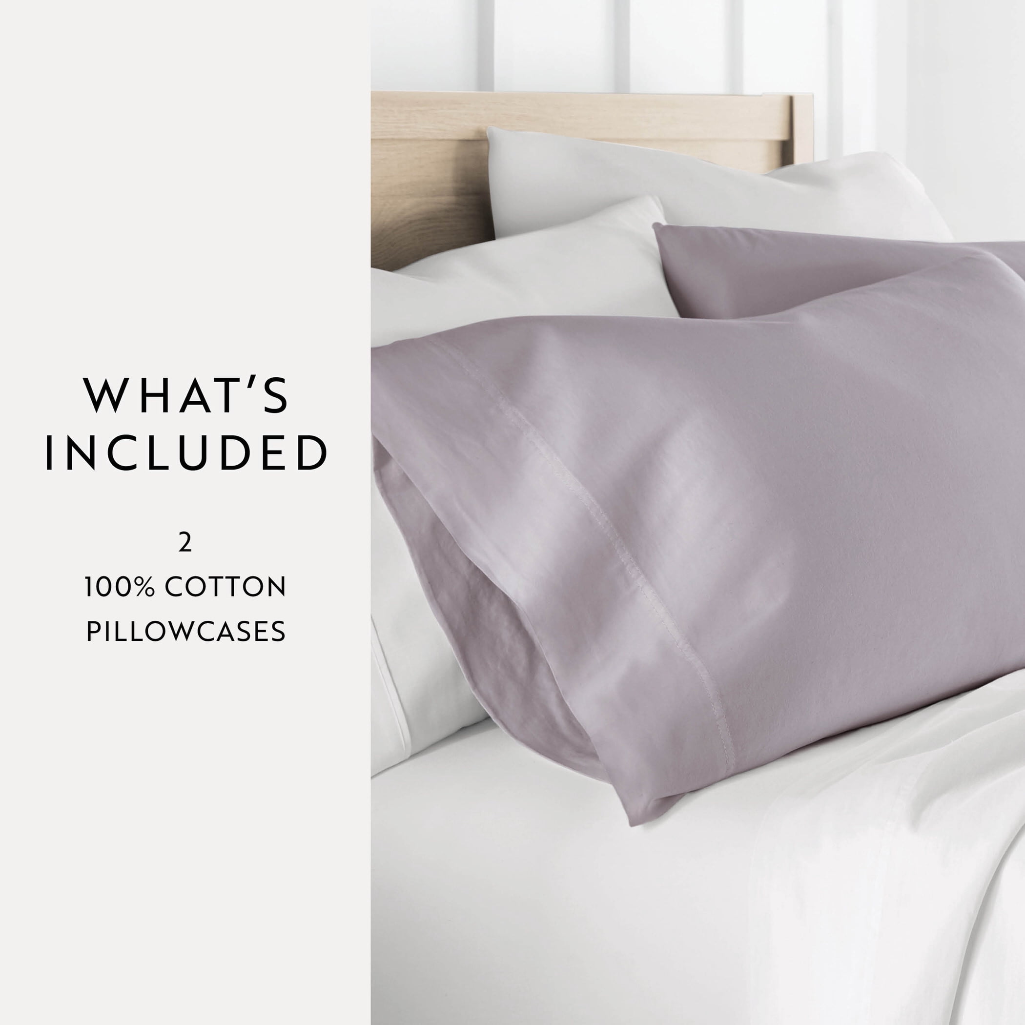 Mauve 300TC Cotton Cooling Pillow Case Set, Standard/Queen, by Noble Linens