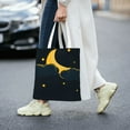 thumbnail image 2 of DouZhe Reusable Grocery Bags, Glittering Star Moon Night Lightweight Polyester Canvas Cloth Tote Bag for Travle Gym Shopping School, 15" x 16", 2 of 7