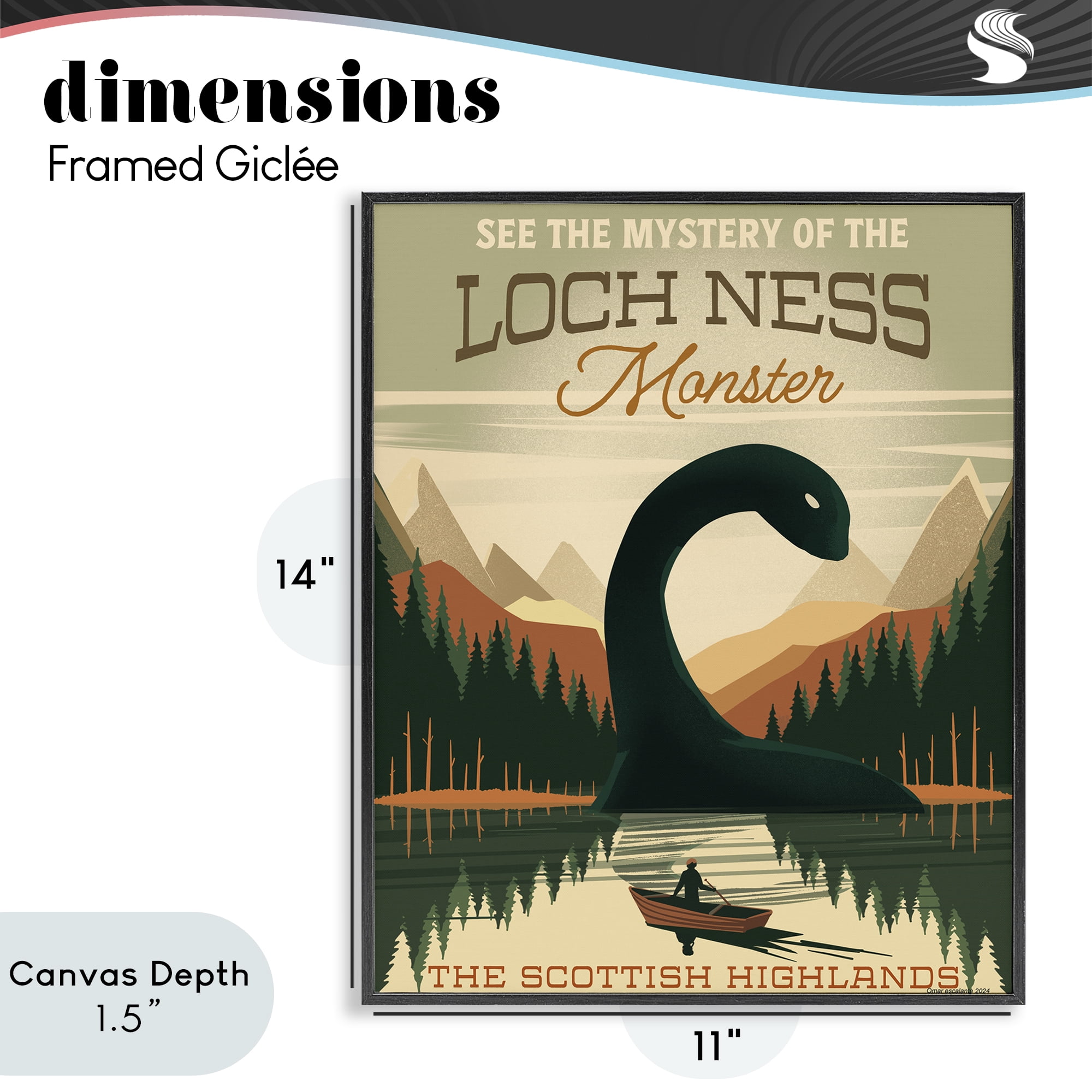 Stupell Industries Folklore Monster Tourism Black Framed Giclee Art, design by Omar Escalante