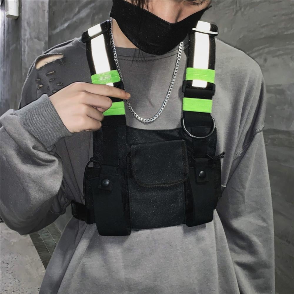 Men Women Fashion Chest Rig Bag Reflective Vest Hip Hop Streetwear