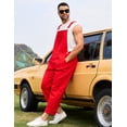 thumbnail image 6 of Overalls for Men Work Utility Coveralls Fashion Bib Romper Jumpsuit with Zipper Fly(Red,M), 6 of 9