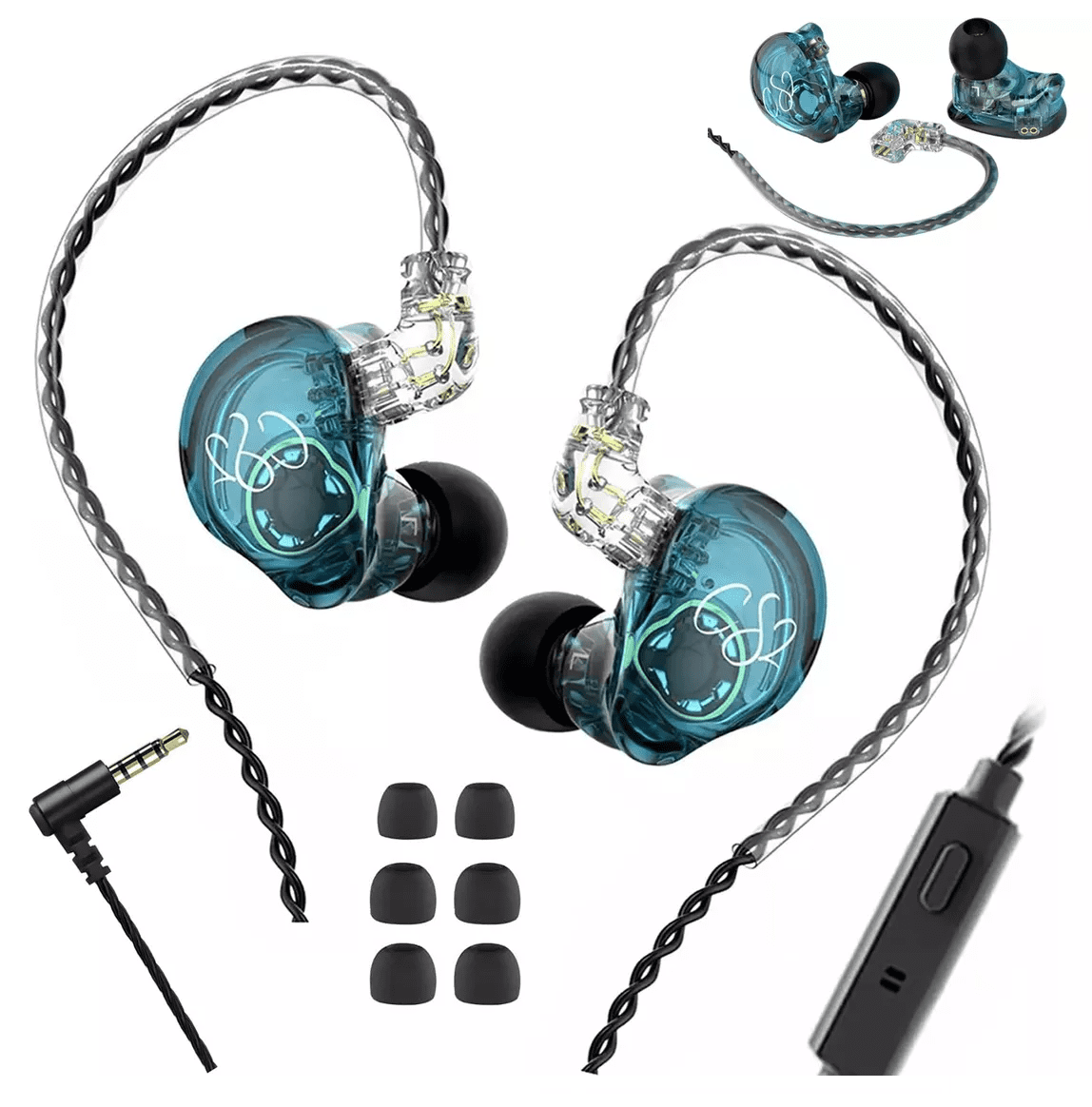 Audífonos In-ear Trn Cs2 Azul Transparente,con Micrófono | Bodega ...