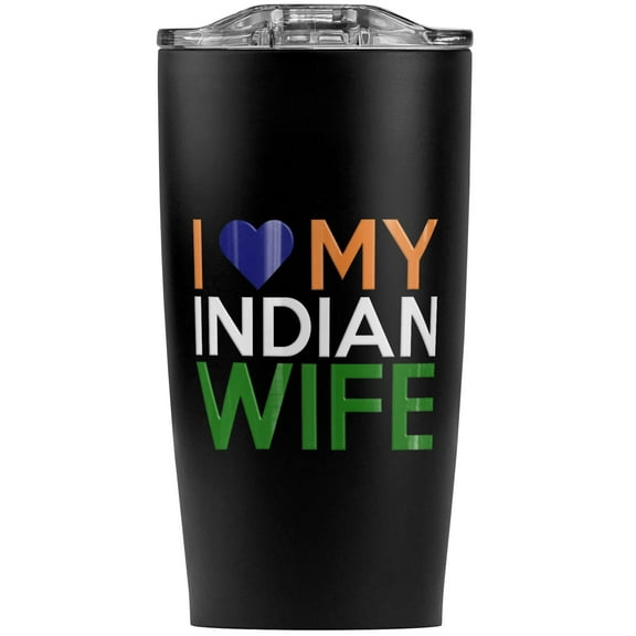 I Love My Indian Wife Stainless Steel 20 oz Travel Tumbler, Vacuum Insulated & Double Wall with Leakproof Sliding Lid | Great for Coffee/Hot Drinks and Cold Beverages