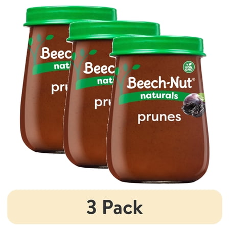 (3 pack) Beech-Nut Naturals Stage 1 Baby Food, Prunes, 4 oz Jar