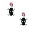 thumbnail image 2 of Delight Jewelry Silvertone Large Black Resin Skull with Clear Crystals Pink Crystal Clip on Earrings, 2 of 5