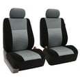 thumbnail image 2 of FH Group Trendy Elegence Airbag Compatible and Split Bench 7 Seaters Car Van Seat Covers, Full Set, Gray and Black, 2 of 5