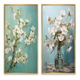 thumbnail image 2 of Designart "Apple Blossom Monochromatic gracefulness XXI" Apple Blossom Framed Wall Art Set Of 2 - White Floral Gallery Wall Frame Set For Home Decor, 2 of 7