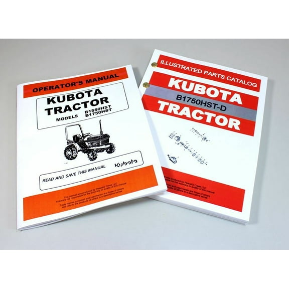 Kubota B1750Hst-D Tractor Owner Operators Manual Parts Catalog Set