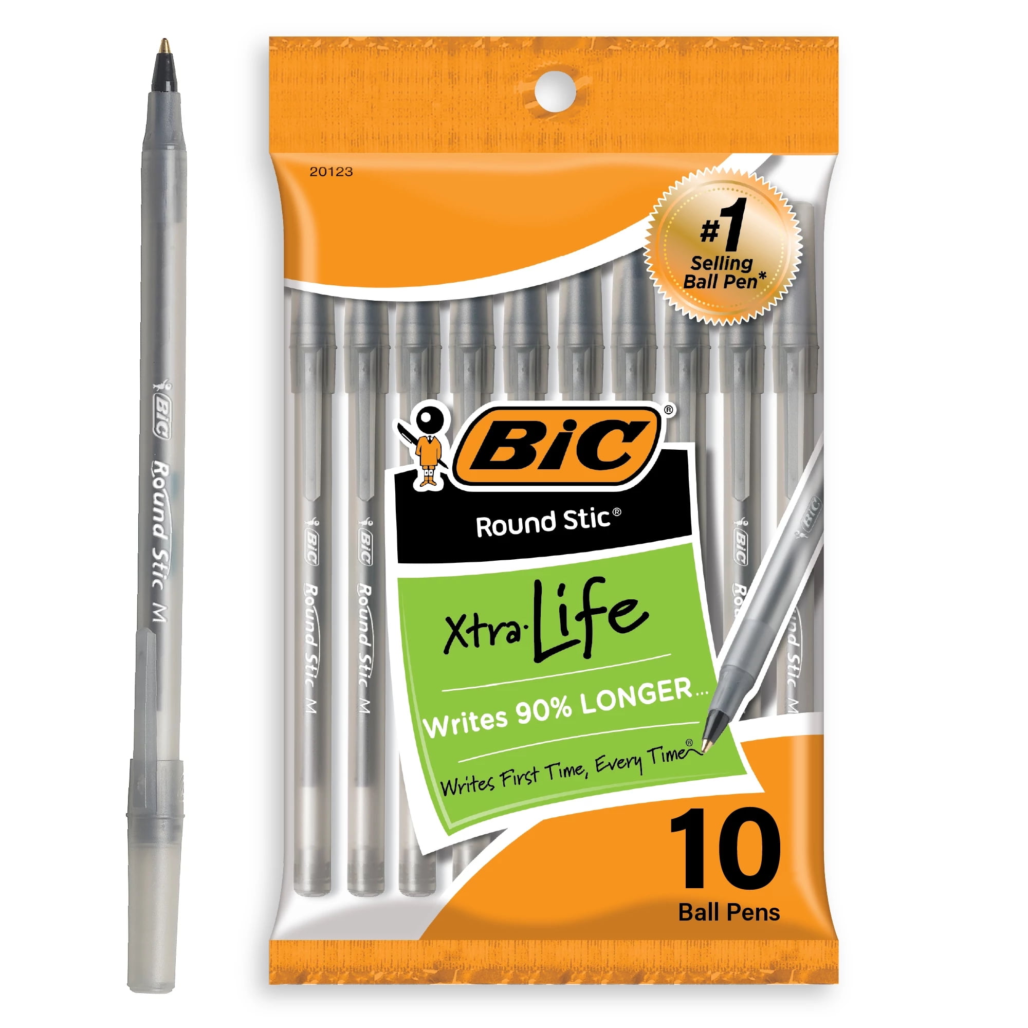 Zo snel als een flits provincie Hesje BIC Round Stic Xtra Life Ballpoint Pen, Medium Point (1.0mm), Black, 10  Count - Walmart.com