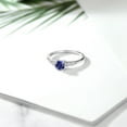 thumbnail image 4 of Gem Stone King 925 Sterling Silver Blue Created Sapphire and White Lab Grown Diamond Engagement Ring for Women (0.75 Cttw, Round 5MM, Gemstone September Birthstone, Size 9), 4 of 5