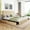 Beige, variant on Sha Cerlin Light Grey Queen Fabric Platform Bed Frame with 4 Storage Drawers & Adjustable Headboard, Adult