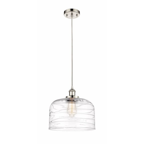 916-1P-PN-G713-L Innovations Lighting Bell - 1 Light Cord Hung Mini Pendant In Industrial Style-11.38 Inches Tall and 12 Inches Wide-Polished Nickel