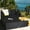 Black, variant on Costway Outdoor Patio Rattan Daybed Pillows Cushioned Sofa Furniture Beige