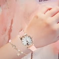 thumbnail image 3 of 1 Set Mujer pulsera y reloj conjunto de cuero Cuarzo Reloj de pulsera Regalo de Navidad, 3 of 5