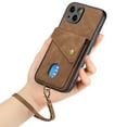 thumbnail image 5 of Nalacover for iPhone 14, Slim Case Wallet with Credit Card Holder, Back Flip Premium Leather Magnetic Clasp Kickstand Wirst Hand Strap Shockproof Cover For iPhone 14, Brown, 5 of 11