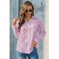 thumbnail image 6 of Womens Collared See-Through Mesh Button Down Long Sleeve Blouse (M, LightPink), 6 of 9