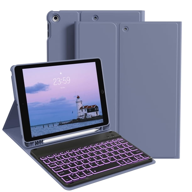 Funda con Teclado JKSML para iPad 9a/8a/7a Generación 10.2" Morada