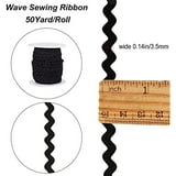 50Yard Black Polyester Rick Rack Wave Bending Fringe Trim Braided Woven ...