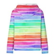 thumbnail image 5 of DDAPJ pyju Waffle Knit Hoodie for Women Rainbow Printed Hooded Sweatshirt Lightweight Drawstring Pullover Hoodies Loose Casual Textured Sweatshirts with Kangaroo Pocket Multicolor#3 M, 5 of 6