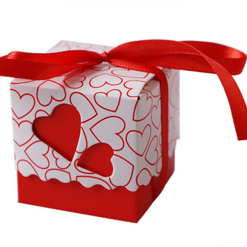 10/50/100Pcs Love Heart Favor Ribbon Gift Box Candy Boxes Wedding Party Decor TO 