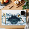 thumbnail image 2 of Green Ombre Landscape Placemats Set of 4 Watercolor Forest Lake Place Mats Indoor Wipeable Table Mats Washable Cloth Dining Table Placemats for Kitchen Holiday Party Home Decor 13x19 Inch, 2 of 9