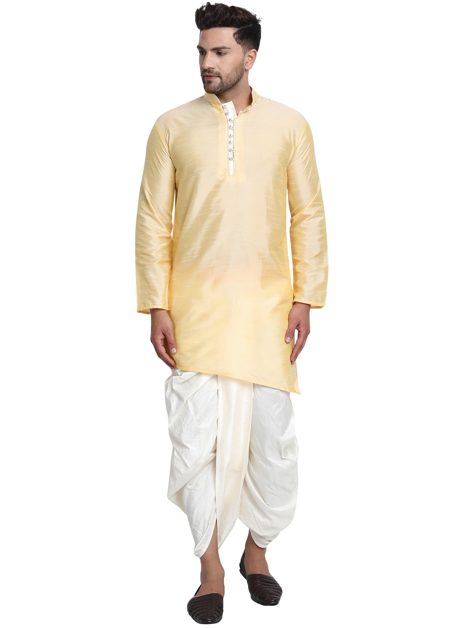 SKAVIJ Men's Kurta Dhoti Set Art Silk 
