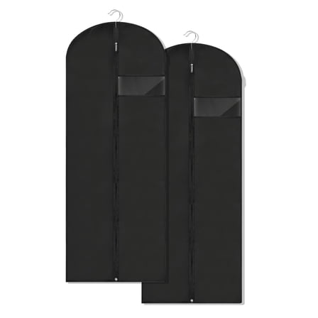60 Inch Garment Bags for Formal Wear, Long Dress Covers for Storage, Hanging Clothes Protector for Travel, 2 Pack, Black