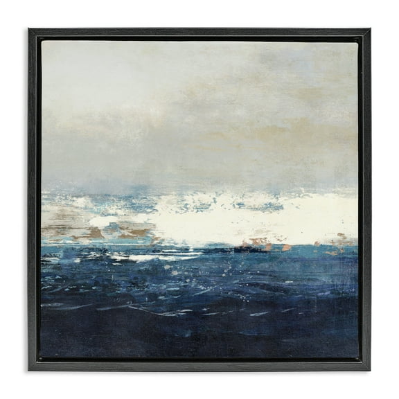 Stupell Industries Abstract Ocean Tide Abstract Painting Black Floater Framed Canvas Art Print Wall Art, 18 x 18