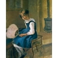 thumbnail image 2 of Pissarro, Camille 26x32 White Modern Wood Framed Museum Art Print Titled - Jeanne Pissarro Called Minette Holding a Fan, 2 of 4