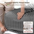 thumbnail image 2 of California Design Den King Fitted Sheet Only - Striped 500 Thread Count 100% Cotton, Sateen, Soft Deep Pocket Bottom Sheet, Grey, 2 of 7