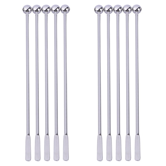 10 Pcs Stainless Steel Coffee Whisks Beverage Stirrer Swizzle Sticks for Drinks Friends Set