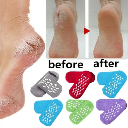 

Zioy 1 Pair Anti-slip Bottom Low-Tube High Elasticity Heel Gel Socks Exfoliator Essential Oils Heel Gel Socks Health Care