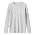 thumbnail image 2 of Women's Brushed Ribbed Sweater Crew Neck Long Sleeve Fitted Slim Fit Casual Solid Color Fall Winter Knit Pullover Soft Warm Basic Tops White, 2 of 7