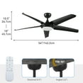 thumbnail image 3 of Dextrus Contemporary 56" Ceiling Fan with Light and Remote Control, High-Powered DC Fanlight with Reversible 5 Blades, 3 Adjustable Color Temperatures, Memory Feature, Whisper-Quiet Motor, Black, 3 of 6