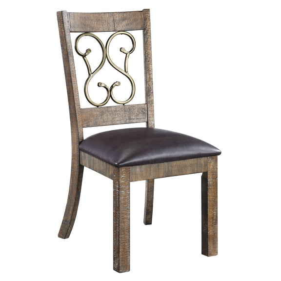 Cherry Finish - Metal Floral Trimmed Back - Living Area - 19" Seat Width